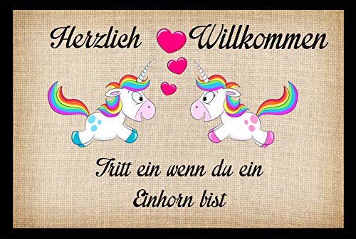 " Fussmatte - " Tritt ein wenn du ein Einhorn bist " - Fussmatte bedruckt Türmatte Innenmatte Schmutzmatte lustige Motivfussmatte