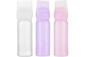 BeauFairy Lot de 3 Flacon Applicateur Huile Cheveux, 160ML, Flacons Applicateurs de Teinture Coloration pour Cheveux Bouteille en Plastique avec Pinceau et Échelle Graduée, 001