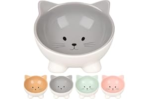 Katzennapf Keramik – 125 ml Ø13,8 cm – Elegante Schale für Katzen in Grau – Flamingo Katzennapf Puzi Grau