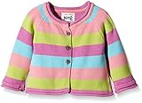 Kite Baby-Girls Stripy Flower Floral Button Front Long Sleeve Cardigan, Multicoloured, 3-6 Months