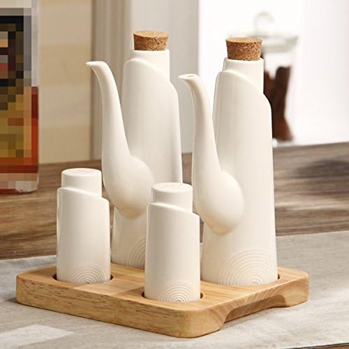 Ceramic Sauce Cans Vinegar Bottles Simple Kitchen White Seasoning Pot Seasoning Pot Set (5 Assembly)