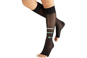 CALZITALY Skarpety kompresyjne z otwartymi palcami 18-22 mm/Hg, 1/2 sztuki, skarpety medyczne bez palców, czarne, skóra, S/M, L/XL, 140 den, wyprodukowane we Włoszech