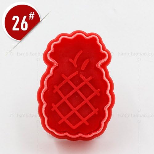 Pie Quiche Baking 3D Stereo Diy Press Plastic Cookie Mold Press Mold Sugar Chololate Bake Tool, 6PCS/SET,Pineapple