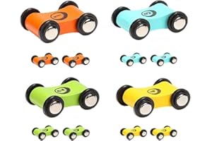 TOP BRIGHT 6 Macchinine per Bambini in Legno per Rampa di Gara – Set di Auto di Ricambio per Bambini dai 18 Mesi in Su – Set di Estensione Gioco Compatibile con 3 Tipi di Rampa