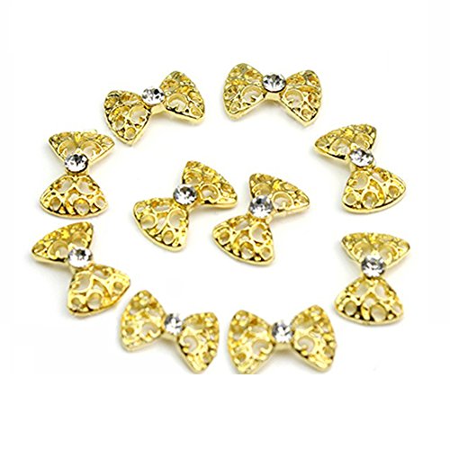 10pcs 3D Crystal Rhinestone Alloy Bow Tie Nail Art Decoration Stickers DIY