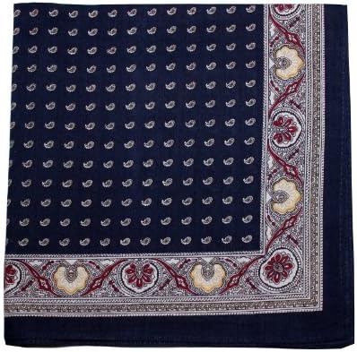 New Cotton Handkerchief / Pocket Square - Navy Paisley