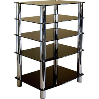 Centurion Supports GT-6 Schwarzglas und Chrom TV Tischfuss Regalsysteme