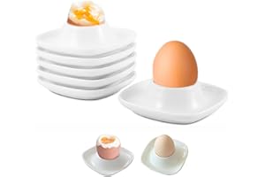 SEMAZZ Coquetiers,6 PCS Support oeuf a la Coque Porte-oeufs Doux et Durs Coquetiers Support d'oeufs en Plastique Blanc Plateau d'oeufs pour oeufs durs et durs allant micro-ondes et lave-Vaisselle Carré