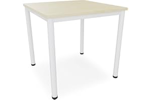 Dila GmbH Schreibtisch/Besprechungstisch in verschiedenen Größen und Farben weißes Metallgestell Konferenztisch Arbeitstisch (B: 80 cm x T: 80 cm, Ahorn)