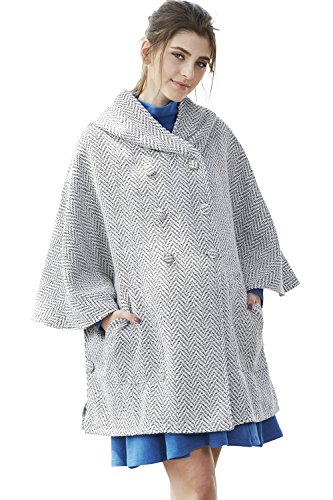 Sweet Mommy Hooded Tweed Maternity and Babywearing Mother Poncho FWH