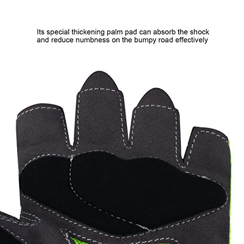 Trideer Halbfinger Fahrradhandschuhe Reithandschuhe Radsporthandschuhe Trainingshandschuhe mit Adjustable Handgelenkstütze für Road Race, Mountainbike, Radsport, Reiten, Wandern, Bergsteigen, Camping und mehr Sports im Freien, Microfiber Material und Breath Lycra Fabric mit Safe Geleinlage, Idea für Damen Herren Frauen Manner(Schwarz und Grün) - 5