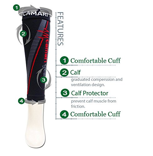 Camari Gear Sports Kompressionsstrümpfe (PAAR) – für Männer & Frauen – Wadenbandage Compression Calf Sleeves – für Schnelle Erholung, Bessere Blutzirkulation, Laufen, Radfahren, Triathlon, Flugreisen, Krankenschwestern - 3