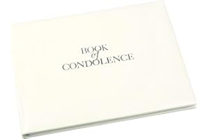 ESPOSTI Book of Condolence - 96 Pages with Silver Gilt Pages & Storage Box - Hardcover Memorial Guest Book with 1152 Message Lines & Keepsake Pocket - for Funeral Services (White, 265x195mm)