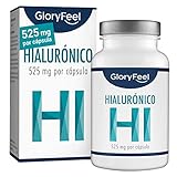 GloryFeel® Àcido Hialurónico puro 525mg altamente concentrado - 90 Cápsulas veganas - Probado en laboratorios - Sin aditivos y fabricado en Alemania