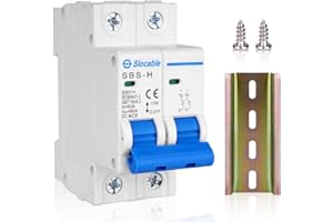 URAQT Mini Circuit Breaker, 500 V 63 A DC Breakers, 2P Solar PV System Isolator, Miniature Photovoltaic Rail Mount Disconnect Switch, Safety Overcurrent Breaker Energy, Red and White