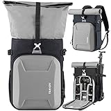 TARION XH Sac à Dos Appareil Photo Antichoc Résistant à l'eau Sac Randonnée Sac Photo Reflex pour Caméra Objectif Ordinateur de 15 Pouces Trépied Accessoire Gris