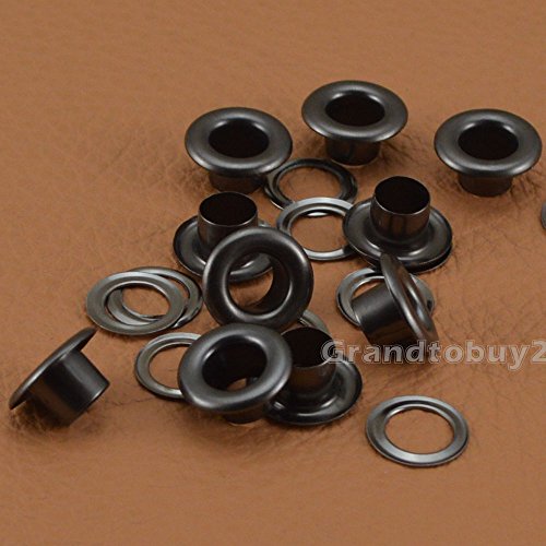 Ösen mit Unterlegscheiben 4/5/6/8/10/12/14/17 mm Gunmetal-schwarz für Handarbeiten mit Kleidung und Leder – Für das Hinzufügen von Bändern, Schnürung und Stoff in Kunst- und Nähprojekten – Ideal für Taschen, Scrapbooking, und Reparieren von Kleidung, schwarz, 5mm(100 Sets)