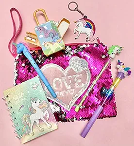 Le Delite Unicorn Diary for Girls/ Unicorn Mini Diary / Diary for Kids / Cute Diary /Unicorn Pocket Diary Kids / Unicorn Stationary/ Unicorn Combo Birthday Gift for Baby Girls Kids/ Unicorn Keyring