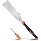 JORGENSEN Japanese Saw 250 mm SK5 Double Edge | Wood Saw with Replaceable Blade, Ergonomic TPE Handle for Woodworking, Cabine