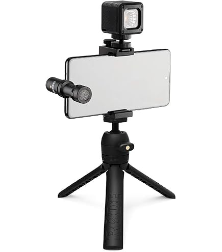 Kit Vlogging Movo IVlog1 Pour IPhone - Micro Shotgun, Trépied, Lumière LED, Grand Angle - Compatible YouTube
