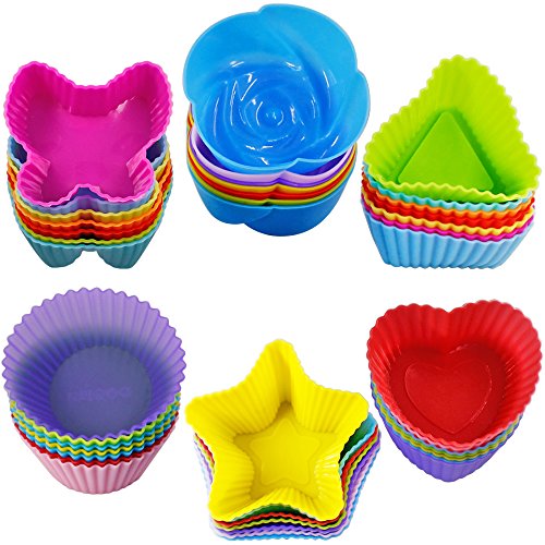 42 Stück Silikon Cupcake Baking Cups, SENHAI Non-Stick Hitzebeständige Kuchen Formen Eis Würfel Formen für die Herstellung von Muffin Schokolade Brot - 6 Formen