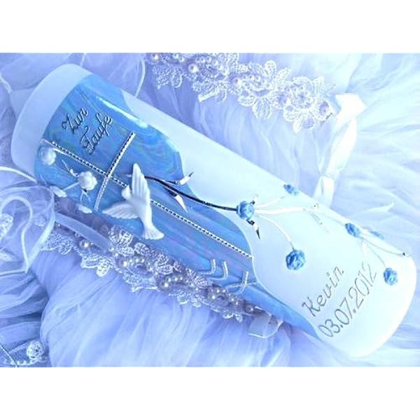 Candela Personalizzata Per Battesimo E Prima Comunione - Con Lettere Adesive Incluse - Foto 3