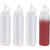 4 Pack Squeeze Bottle - 8oz / 250ML Plastic Squeezy Sauce Bottles with Cap, Squeeze Condiment Bottle Dispensing Ketchup Bottl