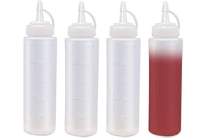 YIAJIA 4 Pack Squeeze Bottle - 8oz / 250ML Plastic Squeezy Sauce Bottles with Cap, Squeeze Condiment Bottle Dispensing Ketchup Bottle for Sauce,BBQ,Salad Dressing,Paint,Oil,Icing,Liquids,Art,Crafts,Glue