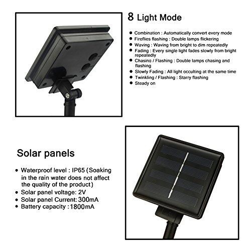 Solar Lichterkette,LED Kupfer Lichterkette, ALED LIGHT 200 LED 20 Meter Lichterkette Wasserfest String Beleuchtung Ambiente für Außen Landschaft, Terrasse, Garten, Schlafzimmer, Camping, Weihnachtsfest, Hochzeit [Energieklasse A+] (Warmweiß) - 2