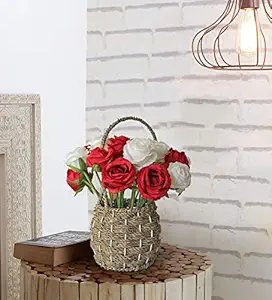 TIED RIBBONS Synthetic Vase With Faux Flowers (Standard, Multicolour)