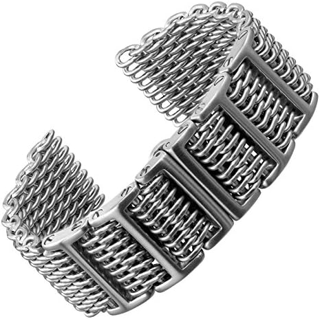 Geckota® Shark Mesh H Link Butterfly Stainless Steel Watch Strap Satin 22mm