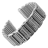 Geckota® Hai Maschen – Milanaise Maschen Uhrenarmband aus Edelstahl mit Butterfly-Schließe, Satin, 22mm
