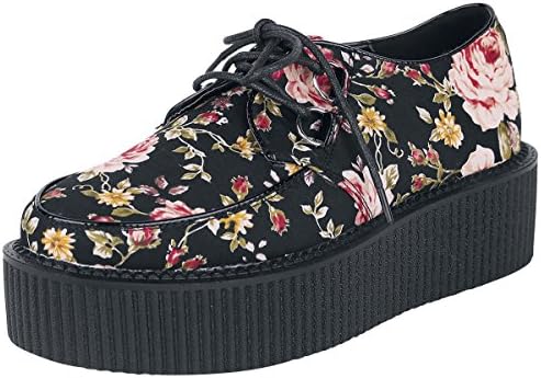 Industrial Punk Creepers Flowers Shoes Black-Red EU43