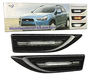 Zimba Car Side Fender Light with 3 Colour Led Light and Turn Signal Indicator Light CARBON COLOUR