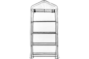 COMERCIAL CANDELA FELPUDOS Y ALFOMBRAS Invernadero Portátil 69x49x160 cm con 4 Baldas – Estructura de Acero y Cubierta de PE o PVC – Disponible en Verde, Blanco y Transparente – Ideal para Terrazas, Jardines y Balcones (Blanco)