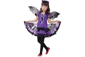 GEMVIE Costume Halloween Pipistrello Bambina 2-12 Anni Vestito Travestimento ragazza Principessa Carnevale Bimba