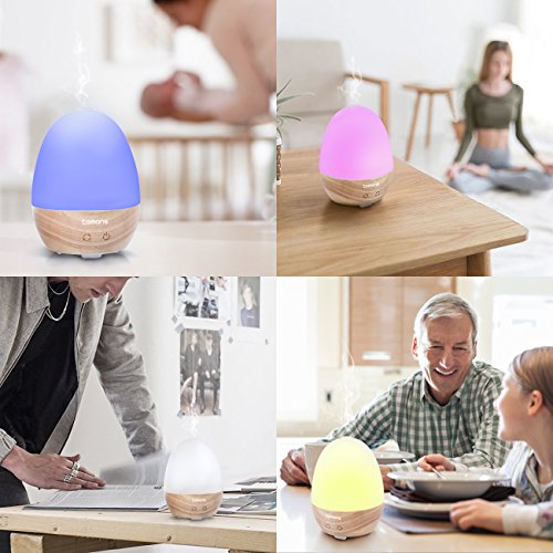 Tomons Aroma Diffuser aus Echtholz, Aromatherapie Diffusor für ätherische Öle mit integrierter LED-Beleuchtung (6 Farben), augrund leisen Betriebs für Wellness, Yoga und Schlafzimmer geeignet - 5