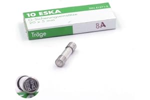 ESKA 10x Fusible temporisé (T) en verre 8A / 250VAC 5x20mm