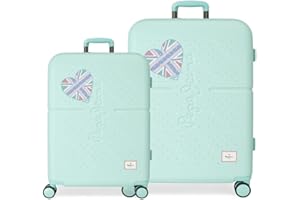 Pepe Jeans Nerea Juego de Maletas Azul 55/70 cms Rígida ABS Cierre TSA Integrado 116L 7,54 kgs 4 Ruedas Dobles Equipaje de Mano