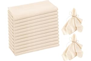 Tutamaz 12 stycken tygservetter, 42 x 42 cm linneservetter, bomullsservetter, tygservetter med 10 m snöre för familjefester