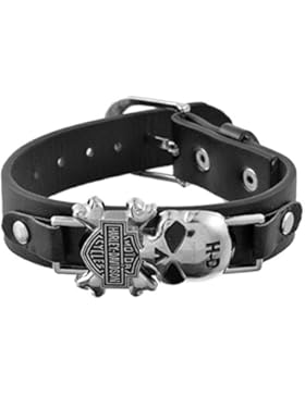 Herren Retro Armband Lederarmband Punk Rock Armkette Cool Totenkopf Schwarz