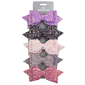 Skudgear Big Sequins Bow Glitter Sparkle Hair Clips/Accessories/Pins For Girls (5 Pieces)