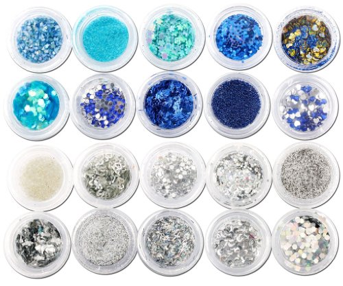 100x Nagel Kunst Strass Glanzer Splitter Pailette Mix Set Wunderbar!!! - 3