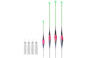 DZAY 4 Stück LED Smart Night Angeln Fishing Posen Set,Posenangeln Leuchtende Angelschwimmer Schwimmend Angelpose Smart mit Gravity Sensing LED Leuchtende Forellenangeln Karpfenposen