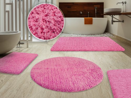 SKY Badematte Uni – Größe wählbar – 95cm rund, pink – Öko-Tex 100 zertifiziert - 2