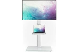 AX WABER AX2006TW uniwersalny stojak podłogowy pod telewizor z uchwytem, obracany o 70 stopni, regulacja wysokości i oszczędność miejsca, konstrukcja dla większości telewizorów LCD LED OLED od 27 do 65 cali