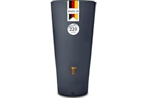 4rain Vaso 2in1 Regentonne 220 Liter Graphite Grey inkl. Pflanzschale - Regenfass, Regenwassersammler, Regenwassertonne, Regenwassertank, Wasserfass, Wassertonne, Wasserbehälter, Wassertank