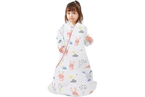 TURMIN Baby Sleeping Bag with long sleeve,3.5 TOG Toddler Sleep Bag with Removable Sleeves Winter Wearable Blanket for Newborn Baby, Bunny, M(8Months-2Years)