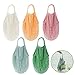 Produktbild Creatiees Netz Einkaufstasche, 5 Stück Wiederverwendbar Mesh Baumwolle Einkaufen Tote Handtasche, tragbar Einkaufsnetz Veranstalter für Lebensmittel einkaufen/Outdoor-Verpackung /Lager/Obst/Gemüse