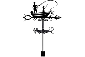 SUPERDANT Wetterhahn Boot Angeln Wetterhahn fürs Dach Angeln Metall Wetterfahne Weathervan Yard Dekoratives Outdoor Wetterfahnen Windrichtungsanzeiger Für Bauernhaus Garten Außenbereich Hof Dach